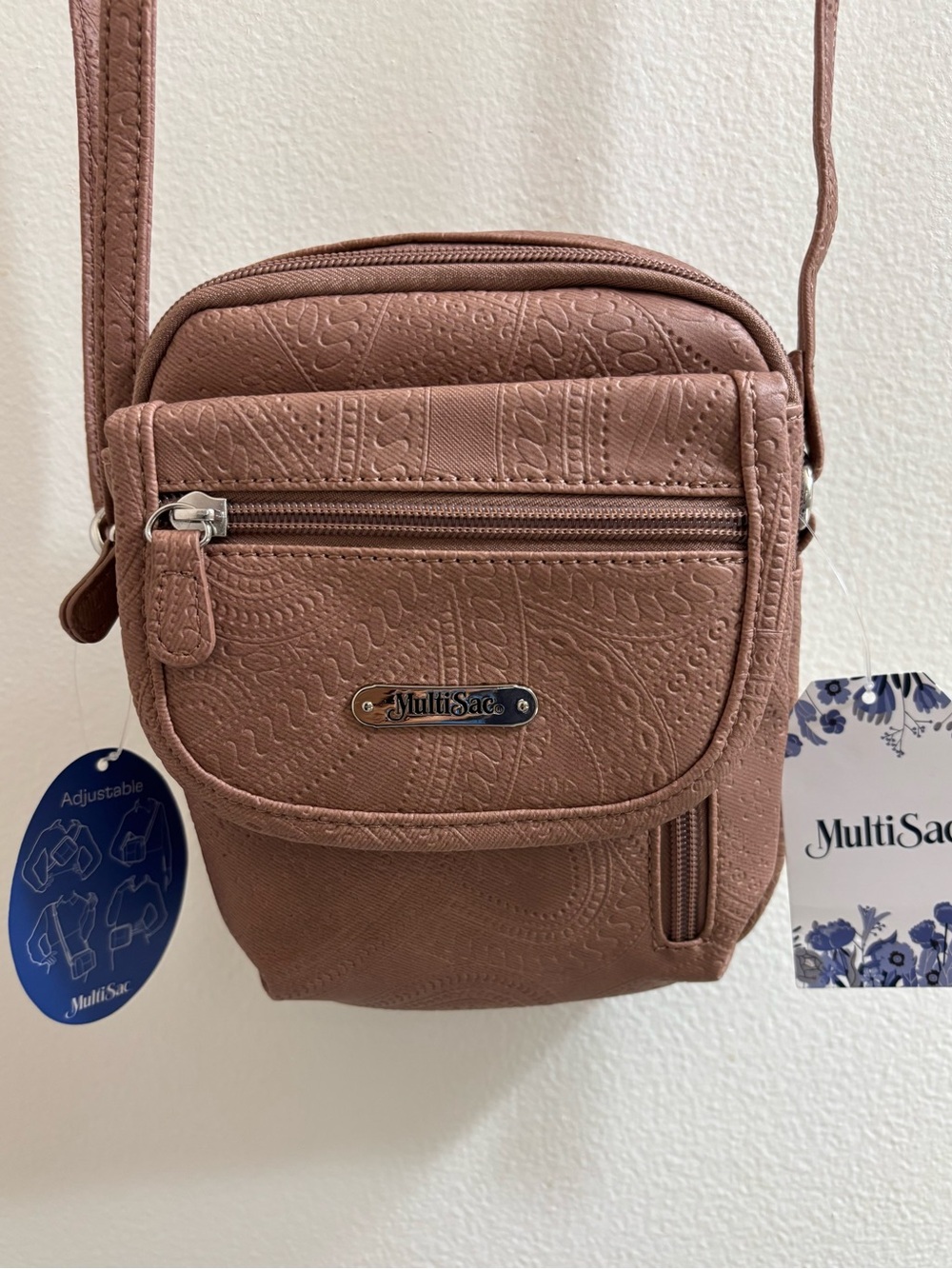 Brown Textured Crossbody Bag for Women - Compact Everyday Carry